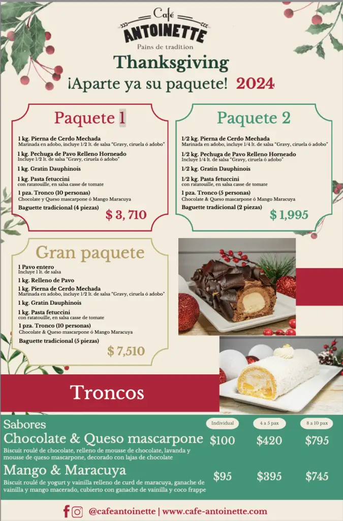 cafe antoinette thanksgiving packages and desserts menu